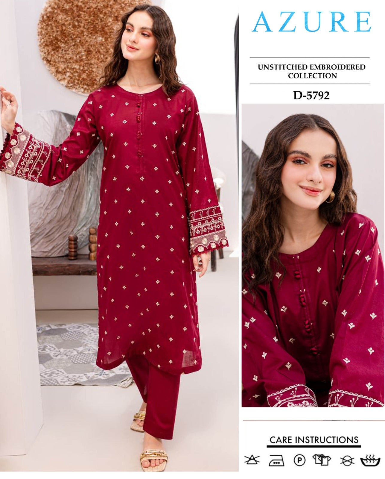 AZURE - 2 PIECE UNSTICED IN DHANAK